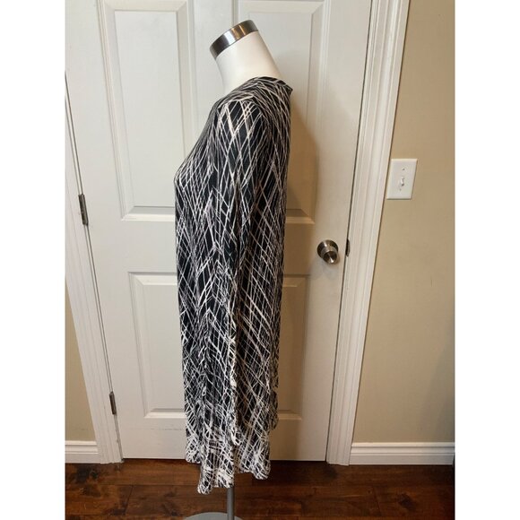 BCBG Max Azria Black & Gray Geometric Striped Trapeze Dress, Size S - Picture 3 of 5